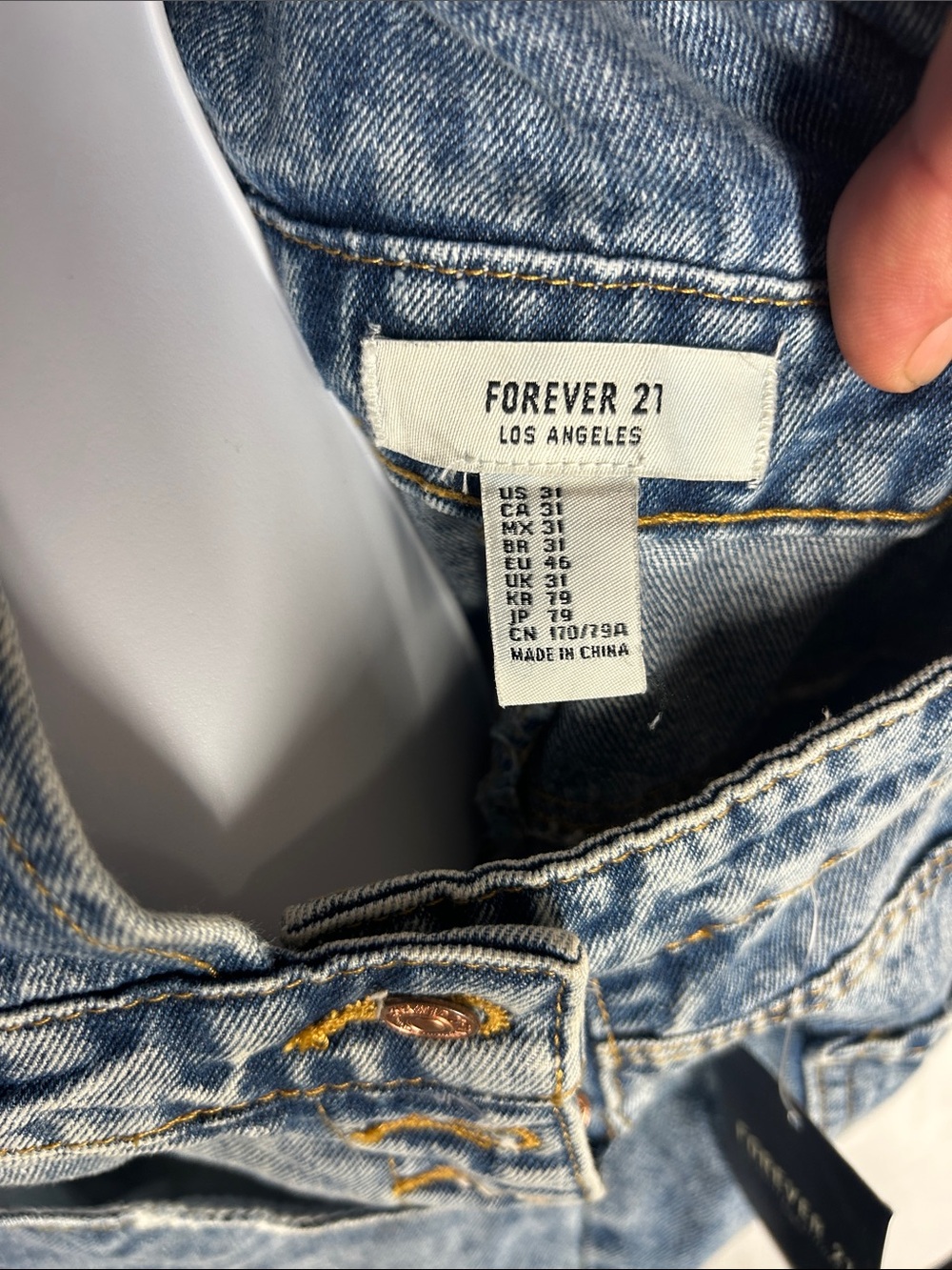 Forever 21 Light Blue Distressed Denim Overalls - Picture 3 of 4